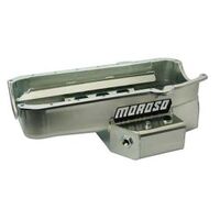 MOROSO OIL PAN, SBC PRE- 80 DRIVER'S SIDE DIPSTICK, LOW GROUND CLEARANCE, ROAD RACE BAFFLED, 7 IN. DEEP