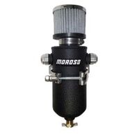 MOROSO TANK, BREATHER, CATCH CAN, TWO 12 AN MALE FITTINGS, BLACK POWDER COAT
