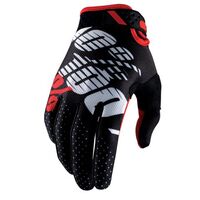 100% Ridefit Black/Red Gloves