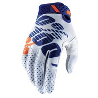 100% Ridefit White/Navy Gloves