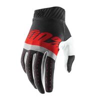 100% Ridefit Steel Grey/Red Gloves