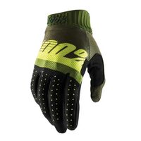 100% Ridefit Army Green/Fluo Lime Gloves