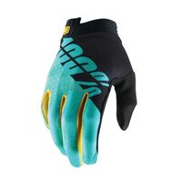 100% iTrack Black/Aqua Gloves