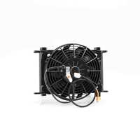 PWR Engine Oil Cooler - Plate and Fin 280 x 189 x 37mm (21 Row) suits 9" SPAL Fan, Temp Switch Boss
