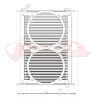 PWR Engine Oil Cooler - Plate and Fin 280 x 423 x 37mm (48 Row) suits 2 x 8" SPAL Fans, Temp Switch Boss