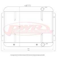 PWR 55mm Radiator for Chevrolet Belair V8 Auto 55-57) w/ 16" SPAL Fan Mounts