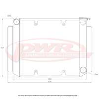PWR 55mm Crossflow Radiator for Holden HR V8 66-68) w/ 16" SPAL Fan Mounts