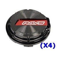 RAYS No.65 GL CAP BK-Chrome/RD (a set of 4 caps)
