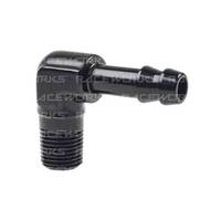 Raceworks Male NPT 1/8'' To 1/4'' () Barb 90 Deg 1/4" NPT to 3/8" Barb RWF-423-04-06BK