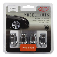 Wheel Nuts Acorn Bulge 7/16"Chrome 35mm 5Pk