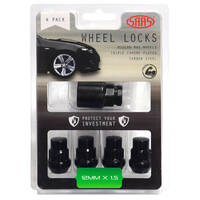Lock Nuts Splined Bulge 12mm x 1.50 Black Pk 4