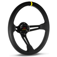 Steering Wheel Leather 14" ADR Deep Dish Black Slotted + Indicator