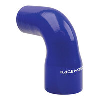 Raceworks 90 Degree Silicone Reducer Elbow Blue 3"-3.5" SHE-090-300350BE