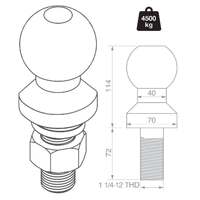 TAG 70mm Tow Ball (4.5T)