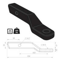 TAG 2" Drop Forged Tow Ball Mount-222mm Long, 50mm Square Hitch