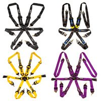 MVP 6 Point Cam Lock Harness w/HANS Compatible 2-3" Belts, Snap On Ends (FIA Approved)