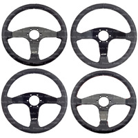 MVP Black 350mm Leather Steering Wheel Flat