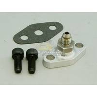 Oil Feed Fitting T3/T4 38mm Bolt Span -4AN STEEL