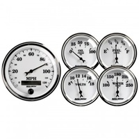 AUTOMETER 5 PC GAUGE KIT,3-3/8" & 2-1/16",ELECTRIC SPEEDOMETER,OLD TYME WHITE II # 1200