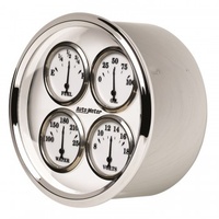 AUTOMETER GAUGE 5" QUAD GAUGE,100 PSI/100-250F/8-18V/0-90 ?,OLD-TYME WHITE II # 1213