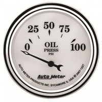 AUTOMETER GAUGE 2-1/16" OIL PRESSURE,0-100 PSI,AIR-CORE,OLD-TYME WHITE II # 1227