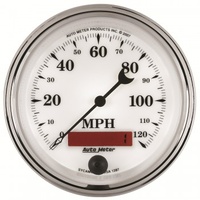 AUTOMETER GAUGE 3-3/8" SPEEDOMETER,0-120 MPH,ELECTRIC,OLD-TYME WHITE II # 1287