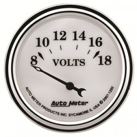 AUTOMETER GAUGE 2-1/16" VOLTMETER,8-18V,AIR-CORE,OLD-TYME WHITE II # 1292
