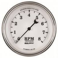 AUTOMETER GAUGE 3-3/8" IN-DASH TACHOMETER,0-8,000 RPM,OLD-TYME WHITE II # 1297