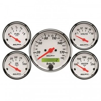 AUTOMETER 5 PC GAUGE KIT,3-1/8" & 2-1/16",ELECTRIC SPEEDOMETER,KM/H,ARCTIC WHITE # 1302-M