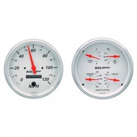 AUTOMETER GAUGE 2 PC GAUGE KIT,5" QUAD & SPEEDOMETER COMBO,240-33 ?,ARCTIC WHITE # 1303