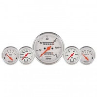 5 PC GAUGE KIT,3-1/8"& 2-1/16",MECHANICAL SPEEDOMETER,WTMP& OILP,ARCTIC WHT # 1311