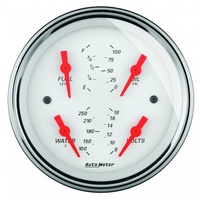 AUTOMETER GAUGE 5" QUAD GAUGE,100 PSI/100-250F/8-18V/0-90 ?,ARCTIC WHITE # 1319