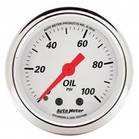 AUTOMETER GAUGE 2-1/16" OIL PRESSURE,0-100 PSI,MECHANICAL,ARCTIC WHITE # 1321