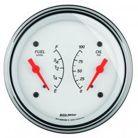 AUTOMETER GAUGE 3-3/8" DUAL GAUGE,100 PSI/0-90 ?,ARCTIC WHITE # 1324
