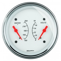 AUTOMETER GAUGE 3-3/8" DUAL GAUGE,100-250F/8-18V,ARCTIC WHITE # 1330