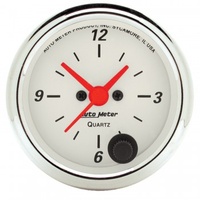 AUTOMETER GAUGE 2-1/16" CLOCK,12 HOUR,ARCTIC WHITE # 1385
