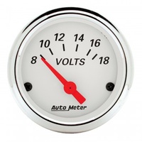 AUTOMETER GAUGE 2-1/16" VOLTMETER,8-18V,AIR-CORE,ARCTIC WHITE # 1391