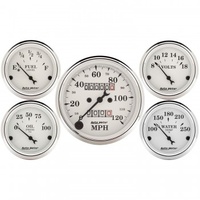 AUTOMETER 5 PC GAUGE KIT,3-1/8" & 2-1/16",MECHANICAL SPEEDOMETER,OLD TYME WHITE # 1601