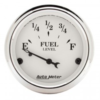 AUTOMETER GAUGE 2-1/16" FUEL LEVEL,73-10 ?,AIR-CORE,OLD TYME WHITE # 1605