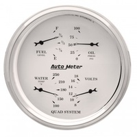 AUTOMETER GAUGE 5" QUAD GAUGE,100 PSI/100-250F/8-18V/240-33 ?,OLD-TYME WHITE # 1610