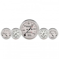 5 PC GAUGE KIT,3-1/8"& 2-1/16",MECHANICAL SPEEDOMETER,WTMP& OILP,OLD TYME WHT # 1611