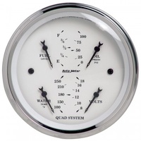 AUTOMETER 3-3/8" QUAD GAUGE,100 PSI/100-250F/8-18V/240-33 ?,OLD-TYME WHITE # 1612