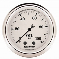 AUTOMETER GAUGE 2-1/16" OIL PRESSURE,0-100 PSI,MECHANICAL,OLD-TYME WHITE # 1621