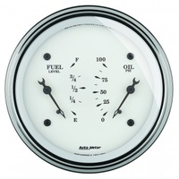 AUTOMETER GAUGE 3-3/8" DUAL GAUGE,100 PSI/0-90 ?,OLD-TYME WHITE # 1624