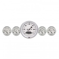 AUTOMETER 5 PC GAUGE KIT,3-3/8" & 2-1/16",ELECTRIC SPEEDOMETER,OLD TYME WHITE # 1640