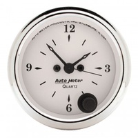 AUTOMETER GAUGE 2-1/16" CLOCK,12 HOUR,OLD-TYME WHITE # 1686