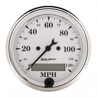 AUTOMETER GAUGE 3-1/8" SPEEDOMETER,0-120 MPH,ELECTRIC,OLD-TYME WHITE # 1688