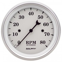 AUTOMETER GAUGE 3-3/8" IN-DASH TACHOMETER,0-8,000 RPM,OLD-TYME WHITE # 1690