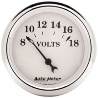 AUTOMETER GAUGE 2-1/16" VOLTMETER,8-18V,AIR-CORE,OLD-TYME WHITE # 1692