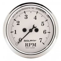 AUTOMETER GAUGE 2-1/16" IN-DASH TACHOMETER,0-7,000 RPM,OLD-TYME WHITE # 1694